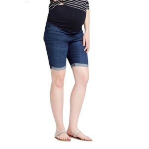 Maternity Crossover Panel Jean Shorts